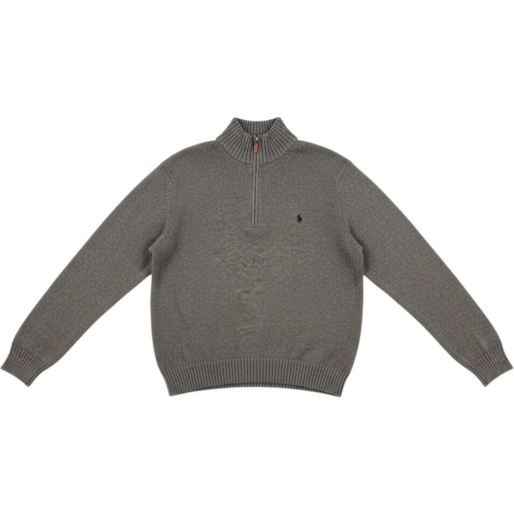 Polo Ralph Lauren Quarter Zip Sweater Mens XL Grey Cotton Pullover